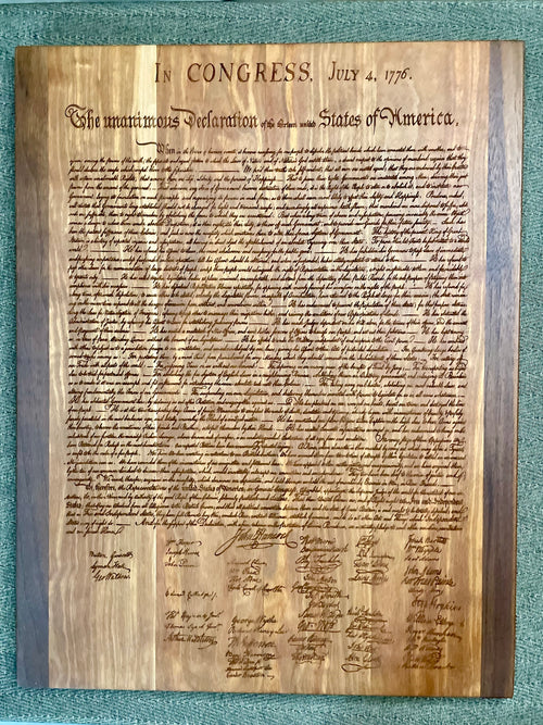 Declaration of Independence - This Beautifully Engraved Wooden Plaque Will Make A Great Gift For Any History Buff Or Patriot. Unique Decor.