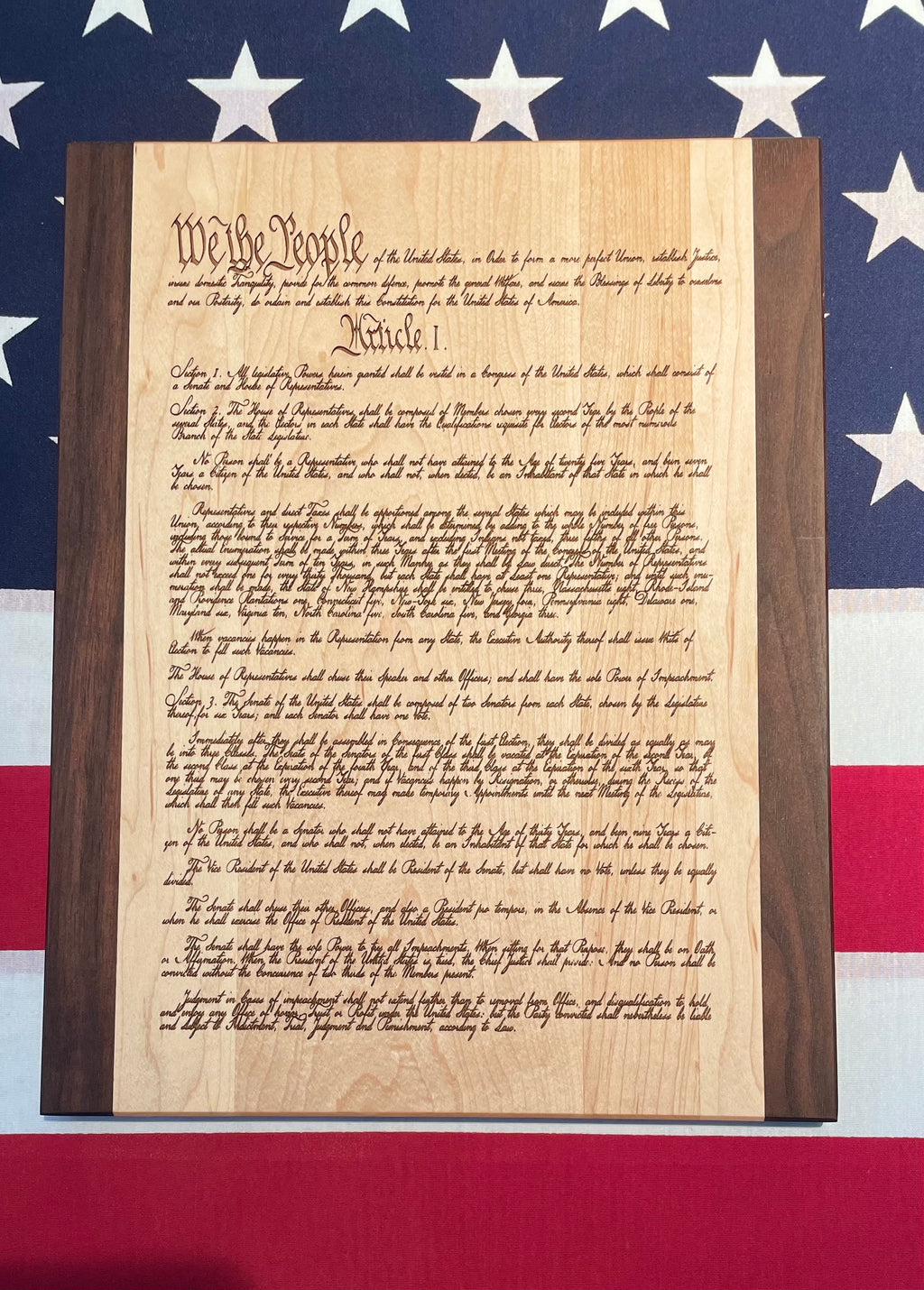 Us Constitution - This Beautifully Engraved Wooden Plaque Will Make A Great Gift For Any History Buff Or Patriot. Unique Patriotic Decor.