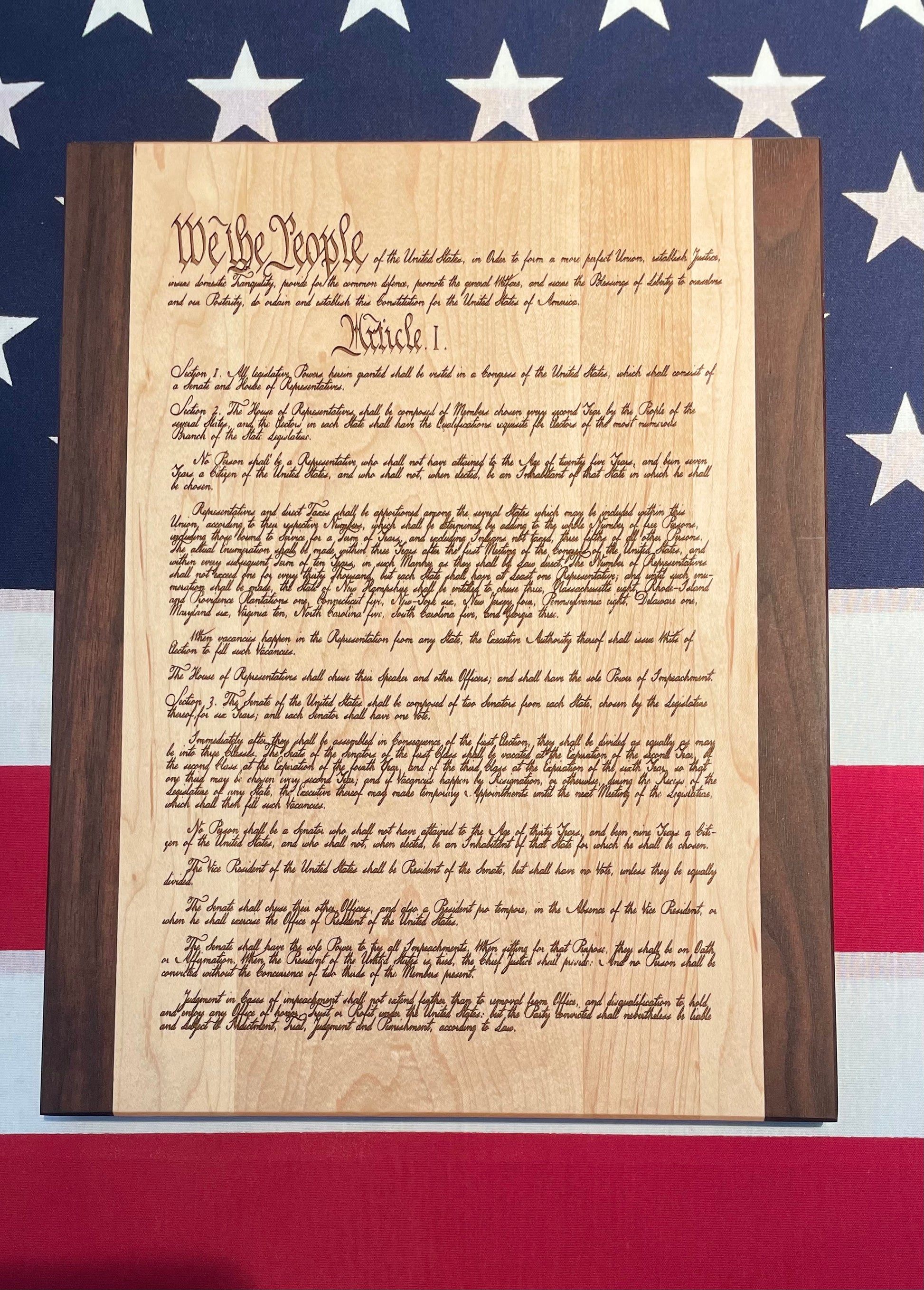 Us Constitution - This Beautifully Engraved Wooden Plaque Will Make A Great Gift For Any History Buff Or Patriot. Unique Patriotic Decor.