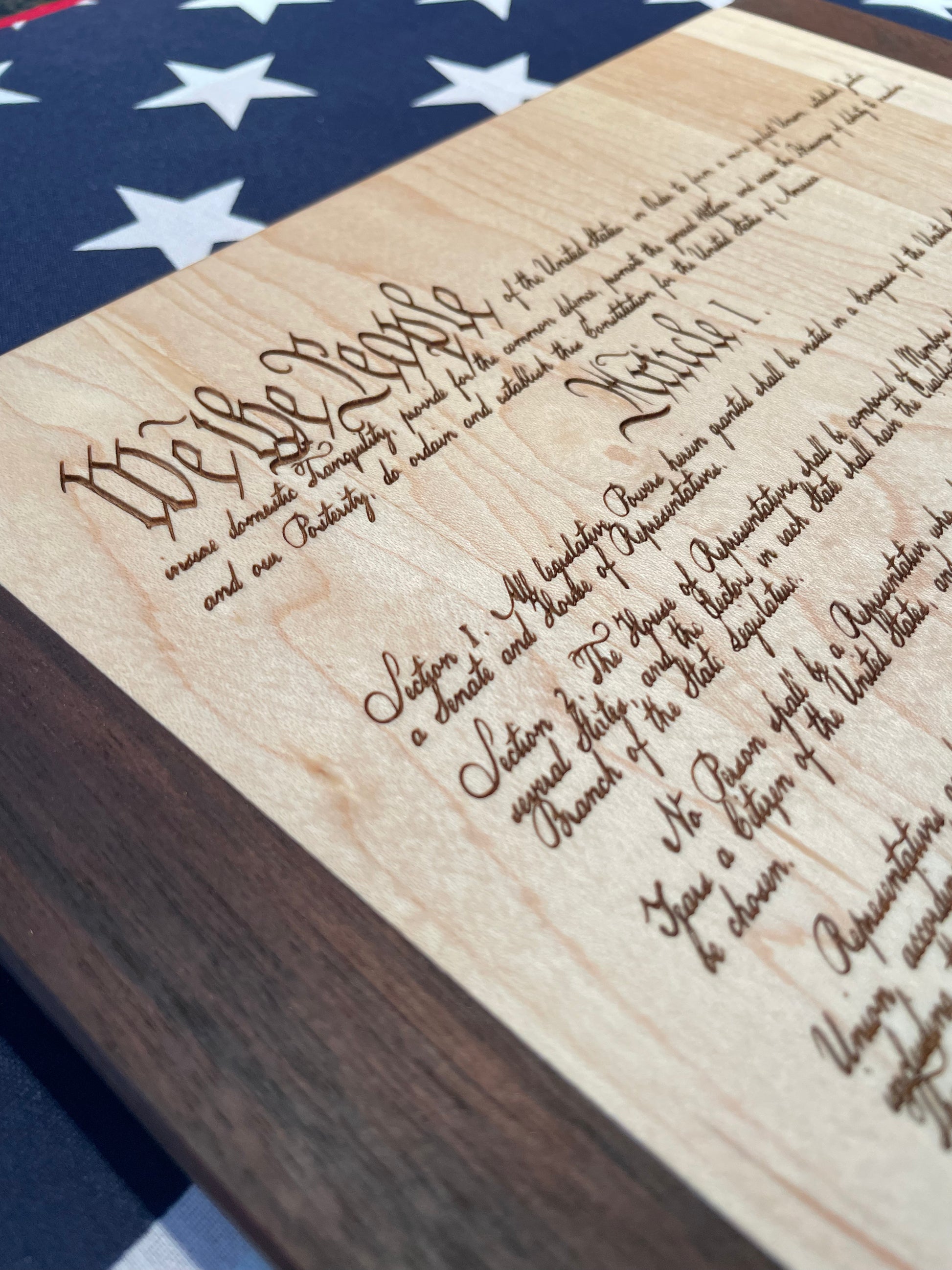 Us Constitution - This Beautifully Engraved Wooden Plaque Will Make A Great Gift For Any History Buff Or Patriot. Unique Patriotic Decor.
