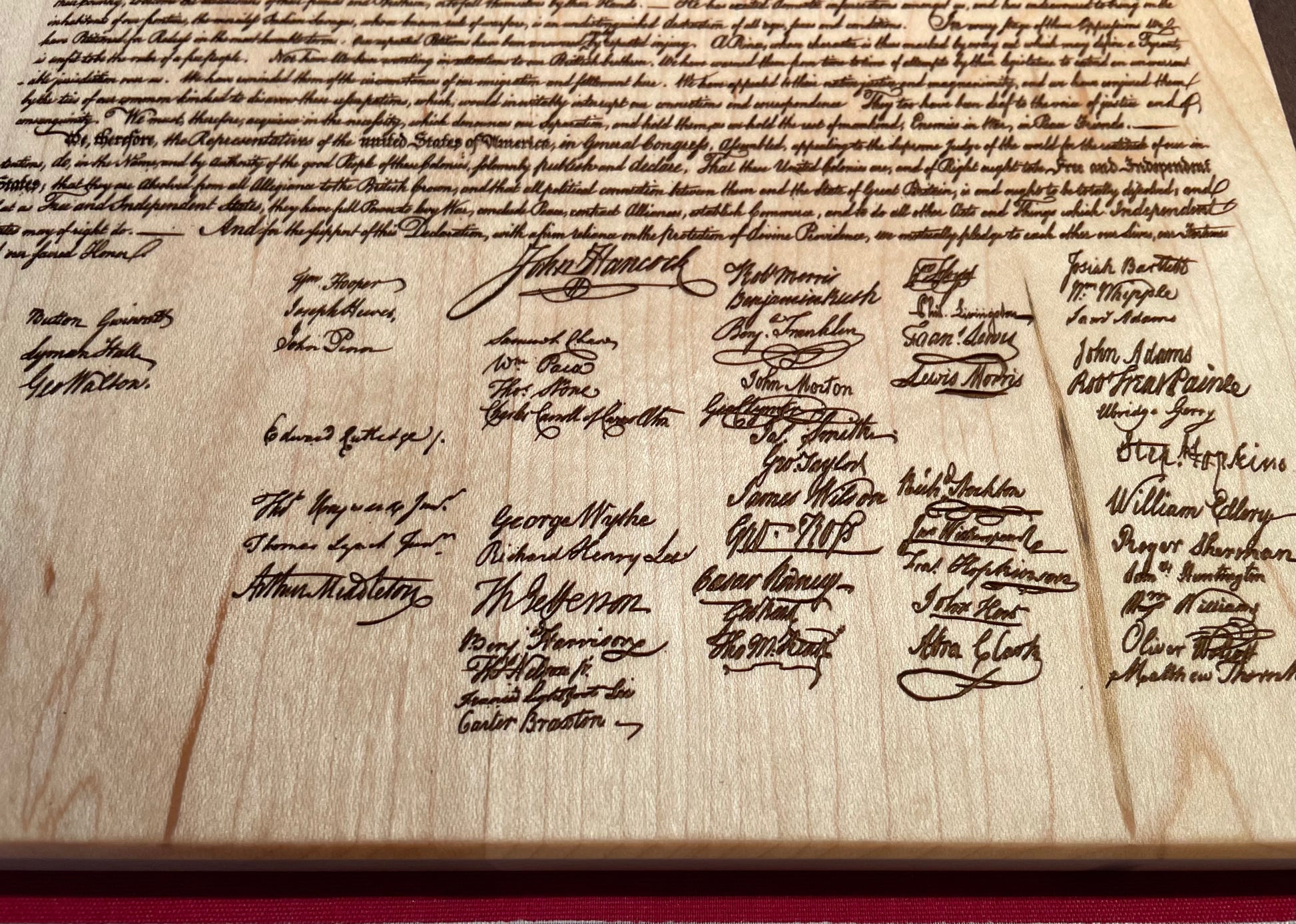 Declaration of Independence - This Beautifully Engraved Wooden Plaque Will Make A Great Gift For Any History Buff Or Patriot. Unique Decor.